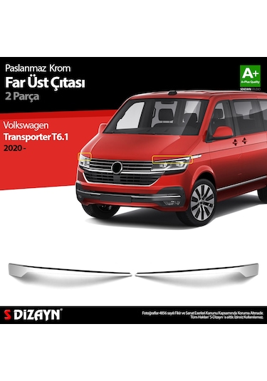 S-dizayn Vw Transporter T6.1 Krom Far Üst Çıtası 2 Prç. 2020-2025
