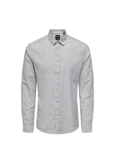 Only & Sons Onscaıden Ls Strıpe Lınen Shırt Lacivert 001