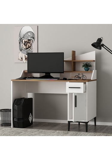 Zeta Çalışma Masası Bilgisayar Masası Ofis Masası Beyaz - Kemençe