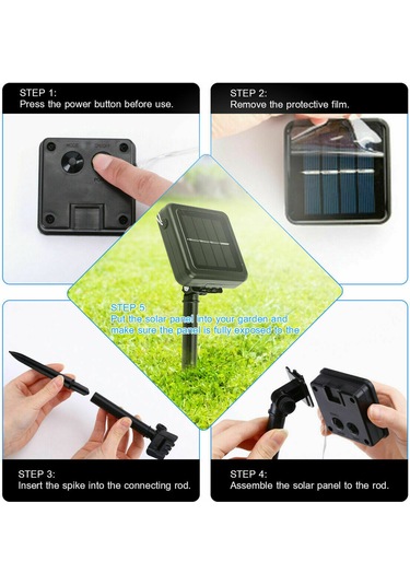 Yunboo Güneş Enerjili Bahçe Dekorasyon Işık Zinciri Yeşil 10m 100 Led 8 Fonksiyon Ip65 Su Geçirmez Otomatik Aç-kapat Ni-mh Pil 600mah Yeşil