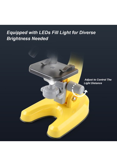 Aubyhe 1200x Büyütme Mikroskop, 3'lü Objektif, Led Işık, Fen Deneyleri, Çocuklar İçin Eğitici Oyuncağı, Beyaz 2xaa Pil Gerekiyor, Pil Dahil Değil