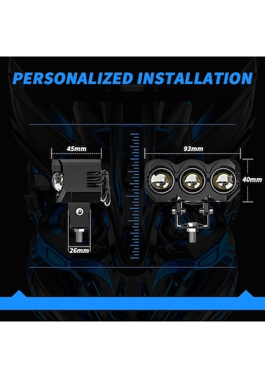 Motosiklet Sis Farı Metal Kasa Lazer Led Beyaz Sarı Çift Renk