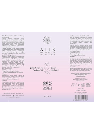 Alls Biocosmetics Çatlak Önlemeye Yardımcı Yağ 150 ML