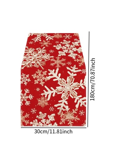 Homyl Dikdörtgen Masa Örtüsü Festival Mevsimlik Kış Dolabı Kar Taneleri