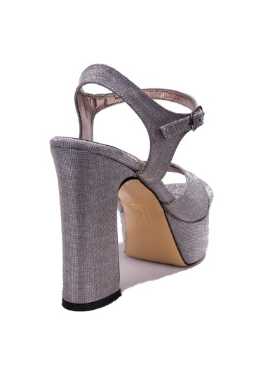 Dagoster Dza07-337350 Platin Simli Tek Bant Platform Topuklu Kadın Ayakkabı 001