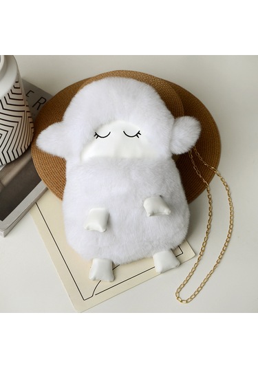 Sevimli Peluş Bebek Sırt Çantası-beyaz Beyaz