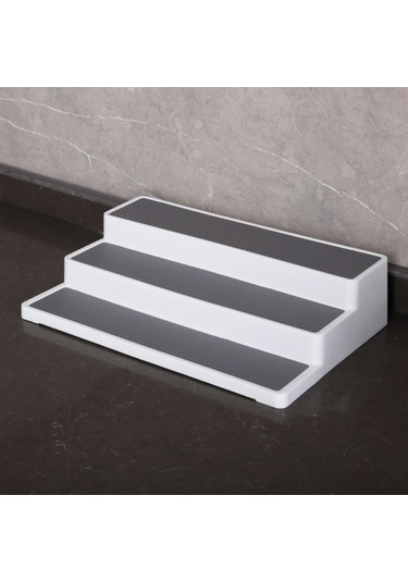 Dancemonkey 2 Adet Üç Katmanlı Kademeli Baharat Depolama Rafı, Optik Tasarım Beyaz