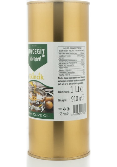 Köyceğiz Yöresel Ekincik Naturel Birinci Zeytinyağı Teneke 1 L