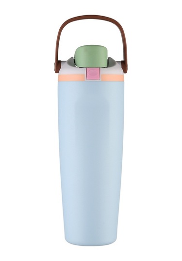 Taşınabilir Zıplama Termos Bardağı, Kilitli Tokalı, Çift İçme Spor Su Bardağı MAvi