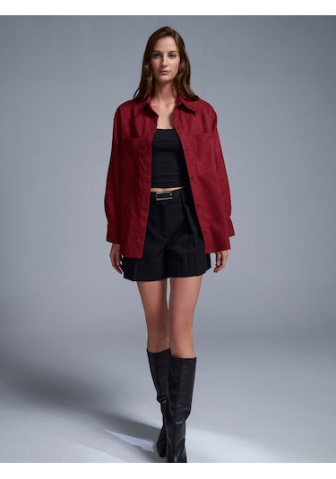 Dilvin 50532 Süet Gömlek Ceket-bordo Bordo