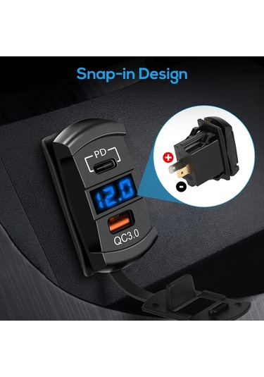 Bluray Terminal 12v/24v Usb Rocker Switch Soketi Kapaklı, Pd Ve Qc3.0 İle Birlikte Led Voltmetre Özelliklerine Sahip, Tekne, Rv Ve Motosikletler İçin Tasarlanmış Rocker Tipi Deniz Anahtar Panelleri, Pilsiz