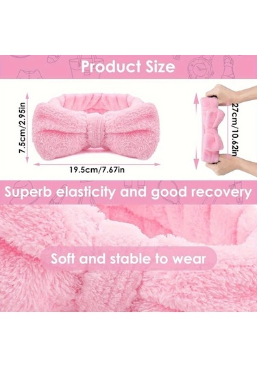 Willowhaven 8'li Pembe Kadın Yüksek Esnek Havlu Saç Bandı - Yüz Yıkama, Makyaj Ve Spor İçin Pembe