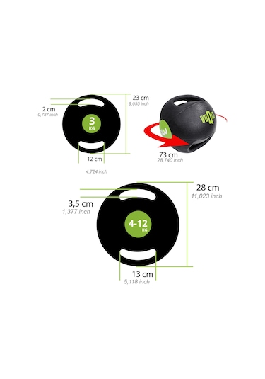 Woqes Çift Tutacaklı Slam Ball Sağlık Topu Ağırlık Topu 8KG