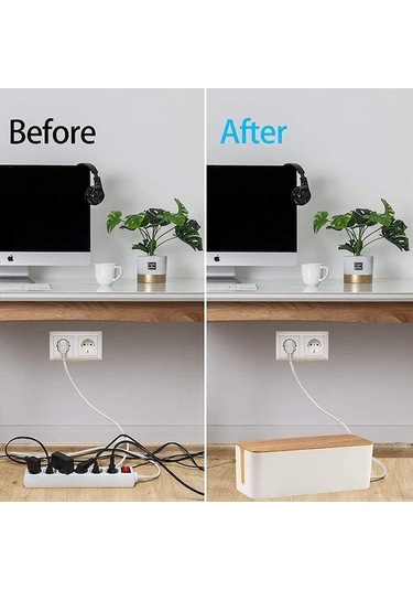 Pazly Ahşap Kablo Organizatörü - Toz Geçirmez Güç Kaynağı Kutusu - Şarj Cihazı Saklama Kutusu Wbl L - Kablo Yönetimi