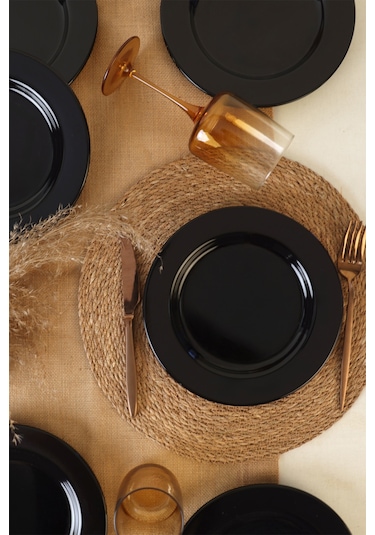 Keramika Siyah Assos Pasta Tabağı 22 Cm 6 Adet 650 Siyah