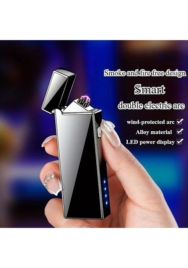 Trendooze Renkli Şarj Edilebilir Rüzgara Dayanıklı Çift Arklı Kamp Çakmağı Acil Durum Sinyalleri Çok Renkli Çok Renkli