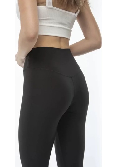 Supplierby Yüksek Bel Sporcu Düz Tayt - Siyah Siyah