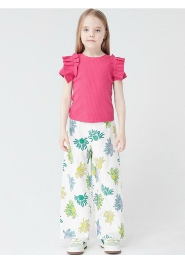 Kız Çocuk Kaşkorse Kolları Fırfırlı Bluz-13810-fuşya Fuşya