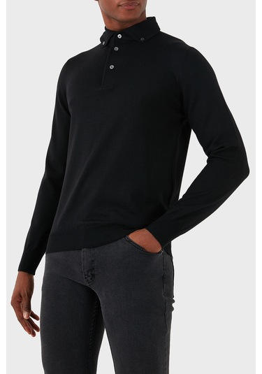 Gran Sasso Erkek Polo Yaka Sweat 57163 14293 099 Siyah Siyah