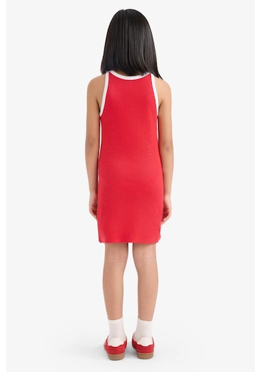 DeFacto Kız Çocuk Baskılı Fitilli Kaşkorse Kolsuz Yazlık Elbise B4491A825SMRD51