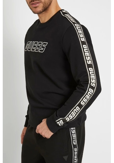 Guess Erkek Önde Logolu Sweatshirt Siyah
