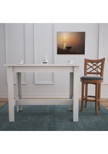 Pasifichome Barra Beyaz Bar Masası & Mutfak Masası / Yüksek Yemek Masası