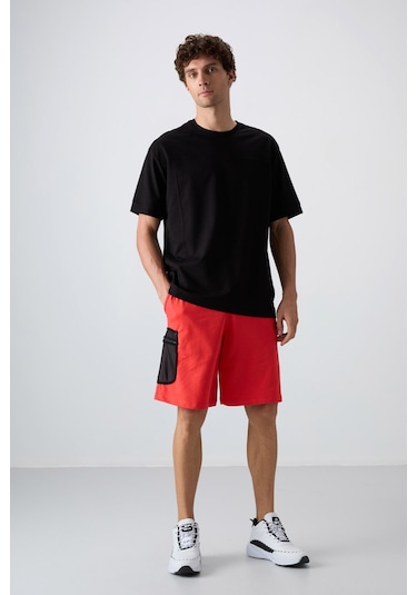 Tommy Life Siyah Pamuklu Kalın Yumuşak Dokulu Oversize Fit Basic Erkek T-shirt - 88349 Siyah