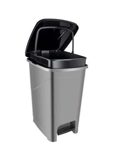 Omnipazar Srl-3030 Slim Pedallı Plastik Çöp Kovası İç Kovalı 40 Lt Antrasit