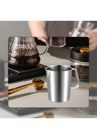 Homyl Paslanmaz Çelik Ölçüm Kabı Dökme 1000ml Ev Mutfak Dıy Kahve Gümüş