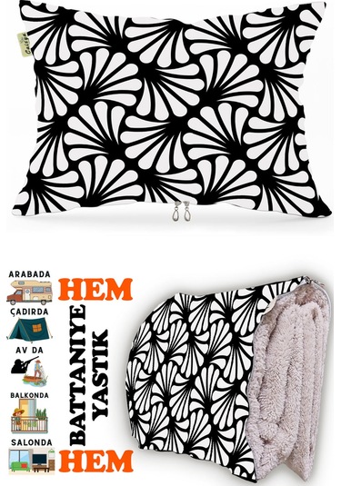 Modern Desen Baskılı Tv Battaniyeli Opsiyonel Dekoratif Hediye Yastık Battaniye 2in1 Gifts-1 Çok Renkli