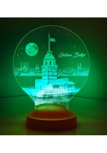 Kız Kulesi Tasarımlı İsimli İstanbul Doğum Günü Hatırası Led Lamba