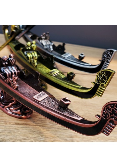 Büro Ev Ofis Hediyesi İçin Dekoratif Metal Yapım Venedik Kayık Biblosu