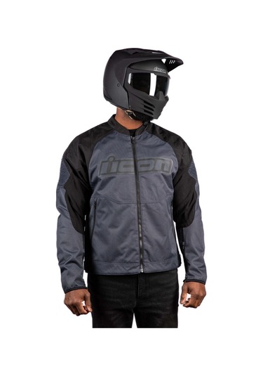 Icon Overlord 3 Korumalı Motosiklet Montu Siyah Koyu Gri