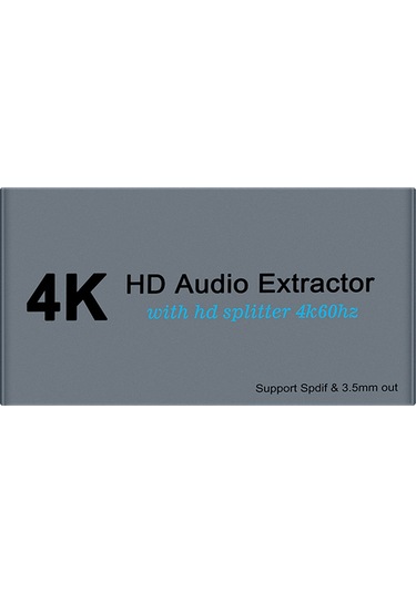 Geeksen E12 4k 60hz Hd Video Dağıtıcı Ve Ses Ayırıcı 2'li 1 - 3.5mm Aux Ve Spdıf Çıkışı, Plug & Play Gri