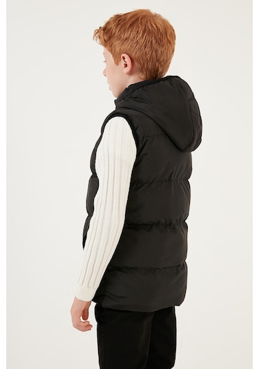 Lela Fermuarlı Kapüşonlu Cepli Şişme Unisex Çocuk Yelek 5761983 Siyah