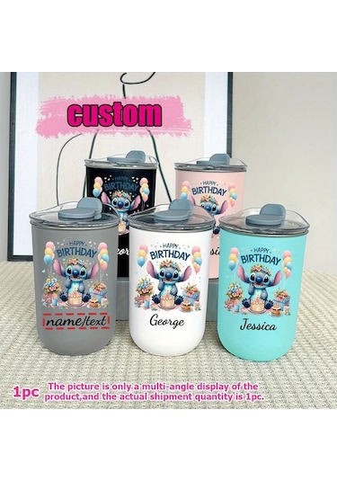 Honeybeeshop Pembe Stitch Kisisellestirilmis Termos Ozeli Isimli Baskili Hediyelik Pembe