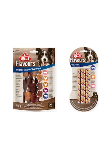 8in1 Flavours 2 Çeşit Karma Triple Flavour Köpek Ödülü 2 Li Paket