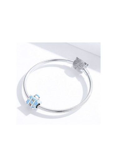 S925 Ayar Gümüş Dıy Bilezik Gevşek Boncuk Mavi Seyahat Çantası Boncuk Çok Renkli