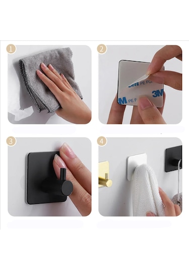 Yapışkanlı Metal Banyo Eşya Askılığı Al4619 1 Adet Gold