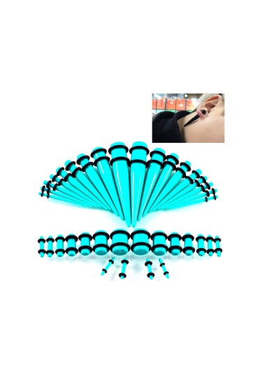 Sones 36 Adet Unisex Akrilik Kulak Genişletme Kulak Genişletici 14g-00g Aksesuar Seti Turkuaz