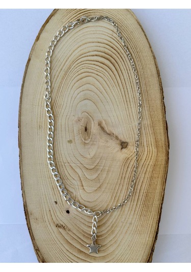 Yıldız Gümüş Rengi Zincir Kolye Unisex Zincir Kolye Pytkznckly245