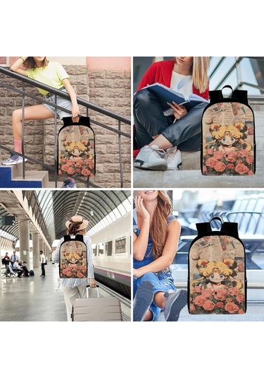 Trendooze Uygun, Siyah Siyah Sırt Seyahat, Sailor Organizasyon Moon Kawaii Karikatür, İş İnç İle, İçin, Genç, Dizüstü Çoklu Cf74 Çantası, Çalışması Bölmeleri Bilgisayara 15.6 Zd Siyah