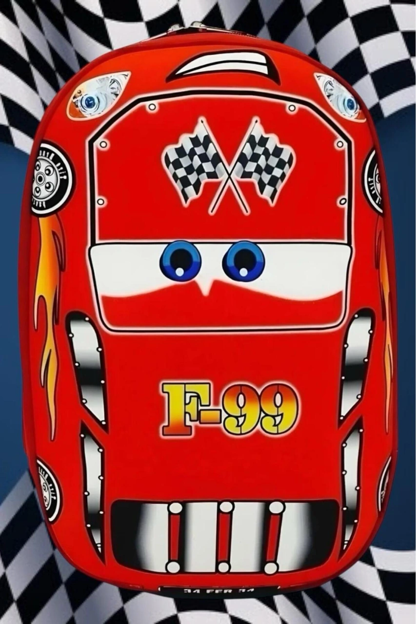 Tezzgelsin Formula Araba Baskılı Kumaş Anaokulu Kreş Günlük Kullanım Sırt Çantası Ve Okul Çantası Kirmizi