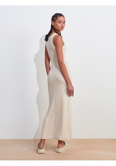 Dilvin 91381 Yırtmaç Detaylı Midi Boy Elbise-taş Taş