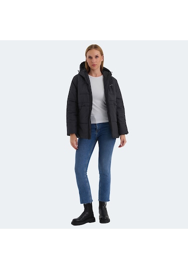 Slazenger CALLU Kadın Kapüşonlu Şişme Siyah Mont & Kaban