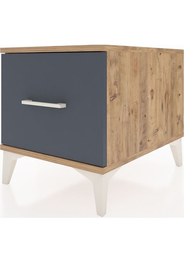 Kronos Komodin Tek Çekmeceli 44x59x48 Çam-antrasit Atlas Çam