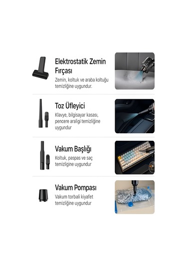 Ahv 8in1 Kablosuz 16000 Pa Araç, Ev, Ofis İçi Mini Süpürge 6000