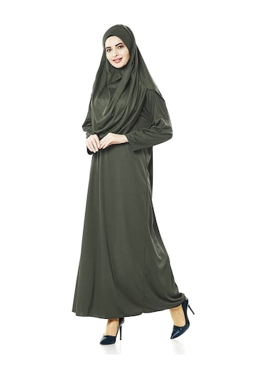 Tek Parça Namaz Elbisesi - Seccade - Tesbih - Ibadet Seti - Haki