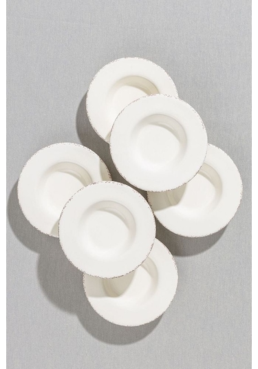 Antiquing Krem 6'lı Çay Tabağı Beyaz