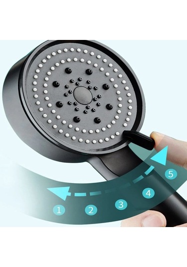 Büro Ev Ofis Yazlık Banyosu İçin 5mod Siyah Yüksek Basınçlı Ayarlanır Duş Başlığı Diğer